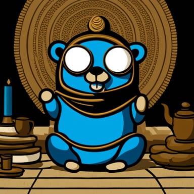 Go Blue Gopher as a modern blue Buddha gopher.