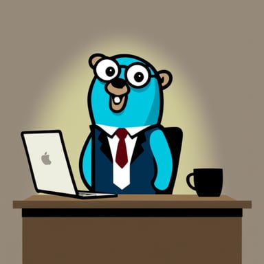 Go Blue Gopher as a modern businessman gopher.