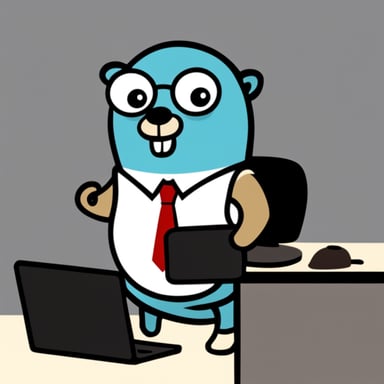 Go Blue Gopher as a modern businessman gopher.
