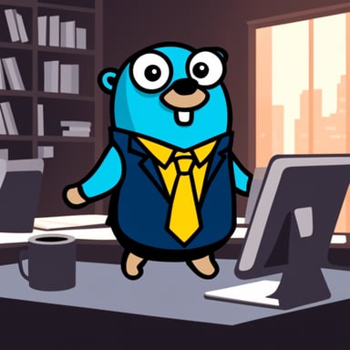 Go Blue Gopher as a modern businessman gopher.