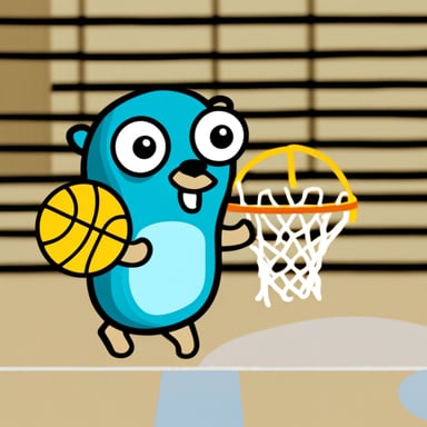 Go blue gopher playing basketball.