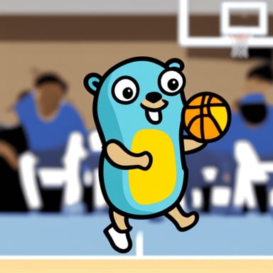 Go blue gopher playing basketball.