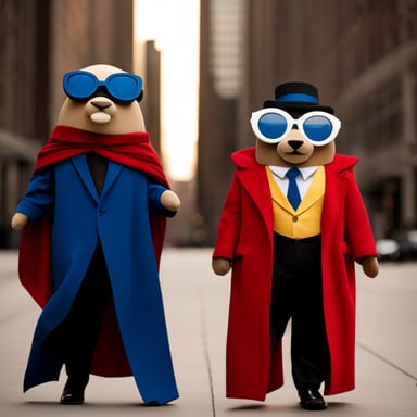 Go Blue Gopher as Morpheus and Lady in Red.