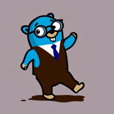 Go Blue Gopher as SuperGopher in a blue suit.