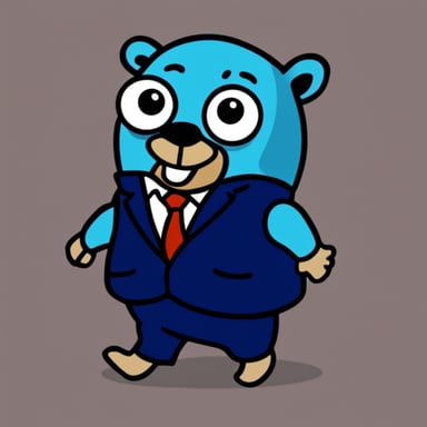 Go Blue Gopher as SuperGopher in a blue suit.