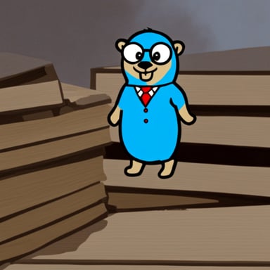 Go Blue Gopher as SuperGopher in a blue suit.