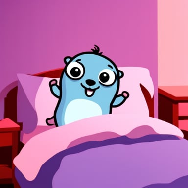 Go Blue Gopher happy in the bed.