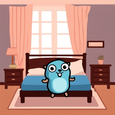 Go Blue Gopher happy in the bed.