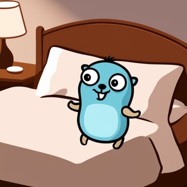 Go Blue Gopher happy in the bed.