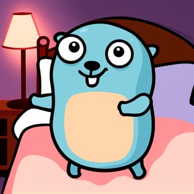 Go Blue Gopher happy in the bed.