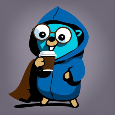 Go Blue Gopher drinking coffee in hoodie.