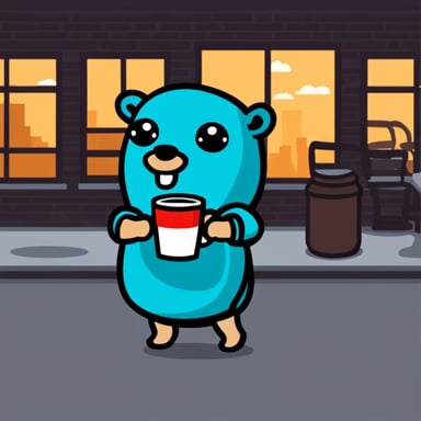 Go Blue Gopher drinking coffee in hoodie.