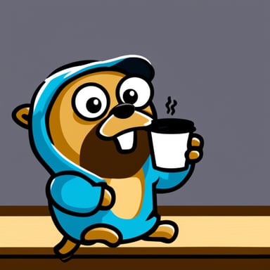 Go Blue Gopher drinking coffee in hoodie.