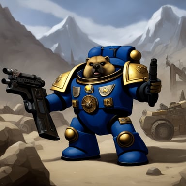 Warhammer 40000: Space Marine featuring Go Blue Gopher as a character.