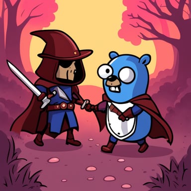 Go Blue Gopher as the knight versus zombie.