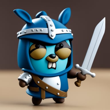 Go Blue Gopher as the knight versus zombie.