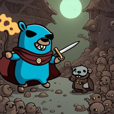Go Blue Gopher as the knight versus zombie.