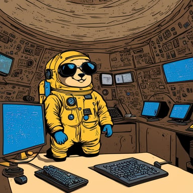 A NASA command control Go Blue Gopher.