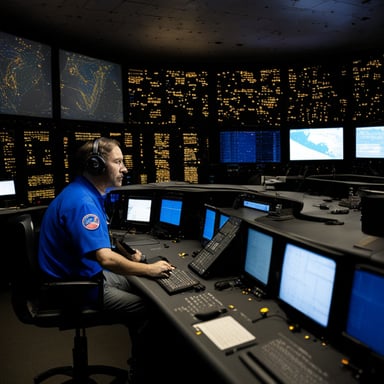 A NASA command control Go Blue Gopher.