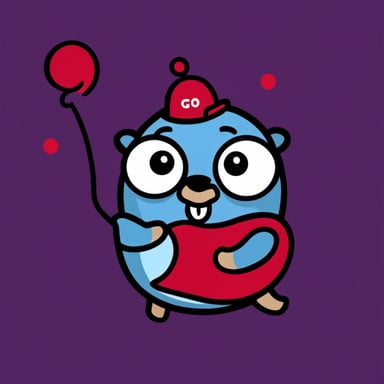 Go Blue Gopher in red and blue colors.