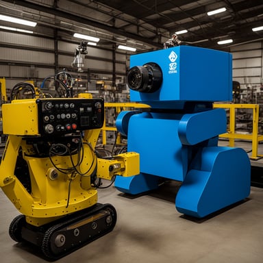 Go Blue Gopher controlling an industrial robot.