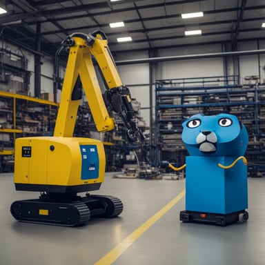 Go Blue Gopher controlling an industrial robot.