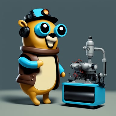 Go Blue Gopher as a robot engineer.