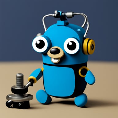 Go Blue Gopher as a robot engineer.
