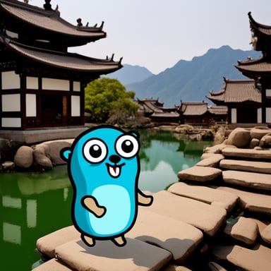 A Go Blue Gopher traveling throughout Asia.