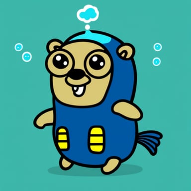 Go Blue Gopher as happy diving gopher