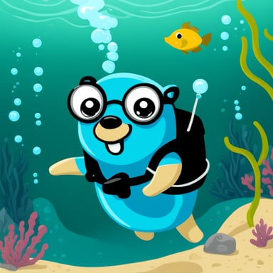 Happy Go Blue Gopher enjoys scuba diving.