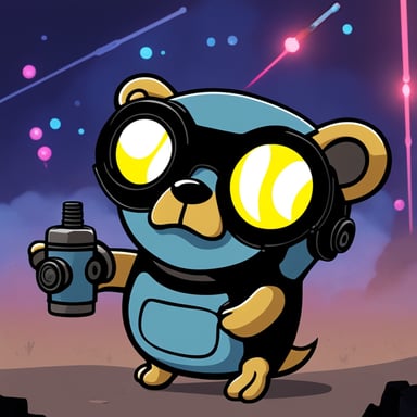 Cyborg go blue gopher with laser hands