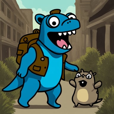 Go Blue Gopher in a dinosaur costume