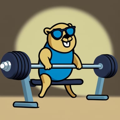 A strong go blue gopher who does bench press.