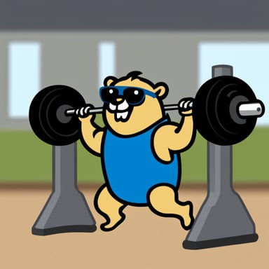 A strong go blue gopher who does bench press.