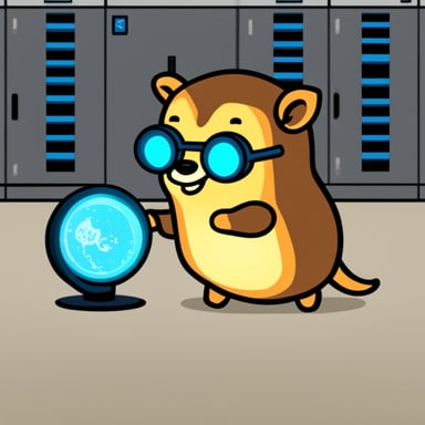 Go Blue Gopher in Yadro merch, master in server room.