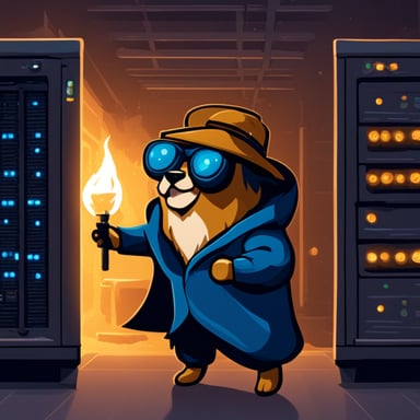 Go Blue Gopher in Yadro merch, master in server room.