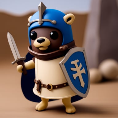 Go Blue Gopher as a knight with shield and sword.