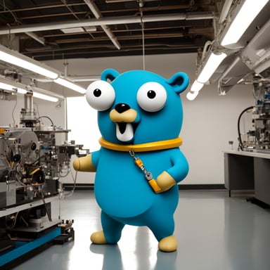 Go Blue Gopher in the R&D department focuses on pioneering new technologies.