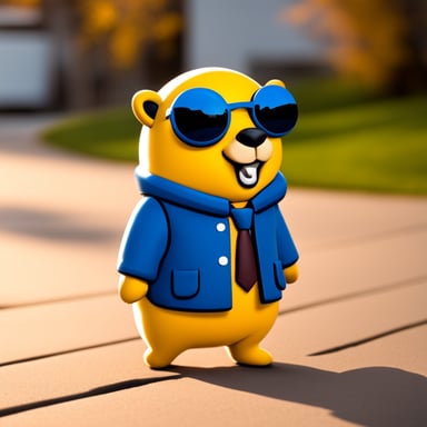 Go Blue Gopher under the setting sun in Brighting suit
