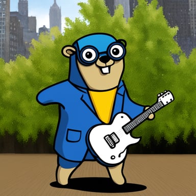 Go Blue Gopher generating ideas as performer