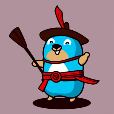 Go Blue Gopher as a samurai standing on foot