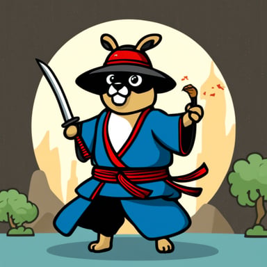 Go Blue Gopher as a samurai standing on foot