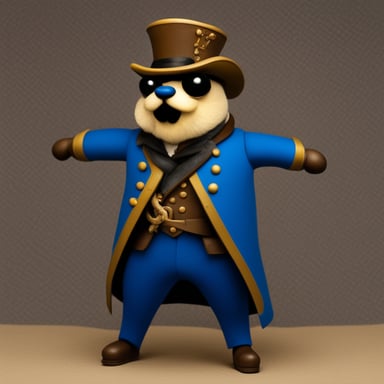 Go Blue Gopher as a Victorian sabre fighter with a moustache and beard.