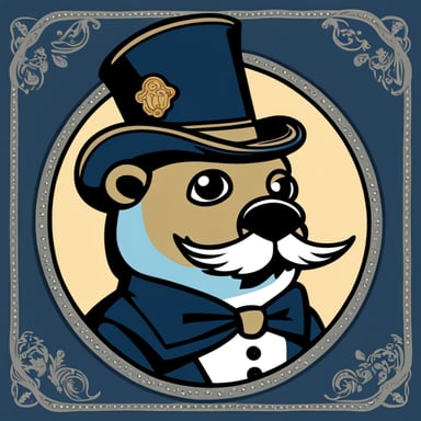 The Go Blue Gopher is envisioned as a Victorian sabre fighter, complete with a distinguished moustache and beard, showcasing both elegance and bravery.