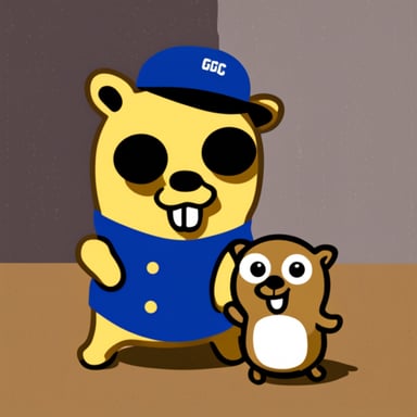 Go Blue Gopher with a dog.
