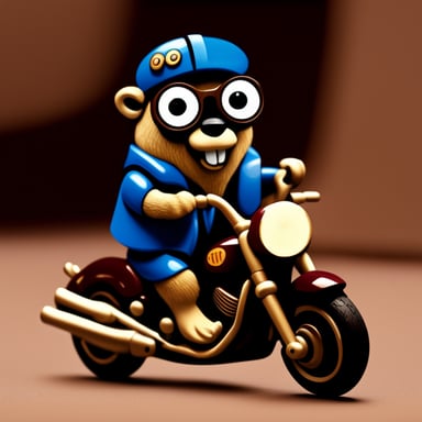 Go Blue Gopher riding a motorcycle.