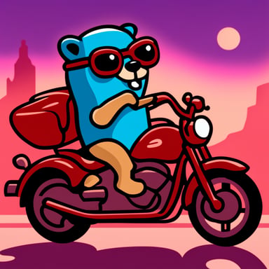 Go Blue Gopher riding a motorcycle.