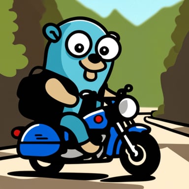 Go Blue Gopher riding a motorcycle.