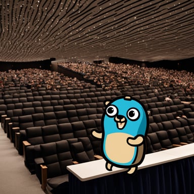 Go Blue Gopher attending a GopherCon congress.